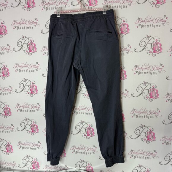 Volcom Charcoal Jogger Pants pockets tie up waist grey navy black - Picture 2 of 6